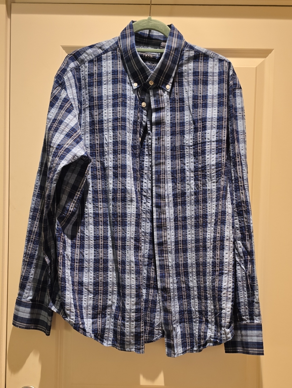 Izod Blue and Light Blue Plaid Button-Down Shirt